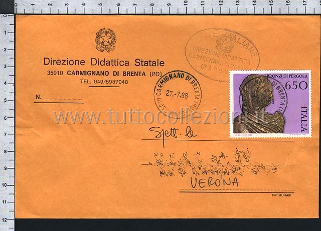 Collezionismo di storia postale buste viaggiate affrancatura tariffe postali degli anni 1980-89